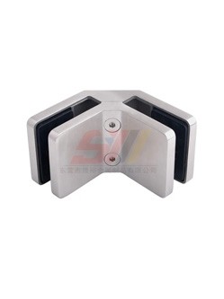 90°Satin Brushed Stainless Steel Heavy Duty Glass to Glass Corner Clamp